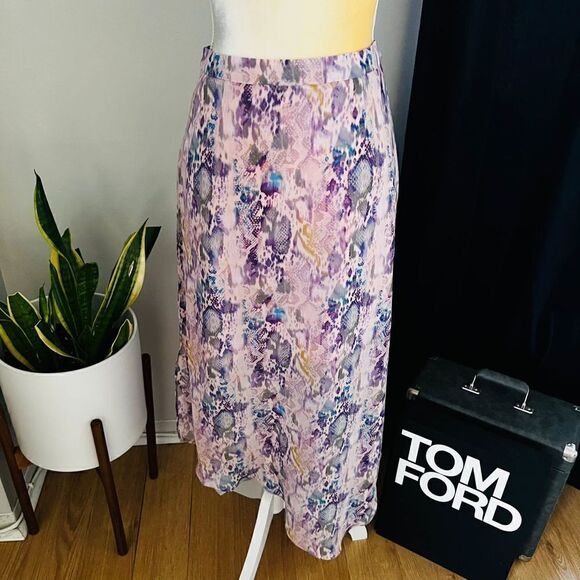 All Saints Rhea Masala Midi Skirt, Mink Pink, Summer Lightweight, Size 2, NWT - Picture 11 of 15